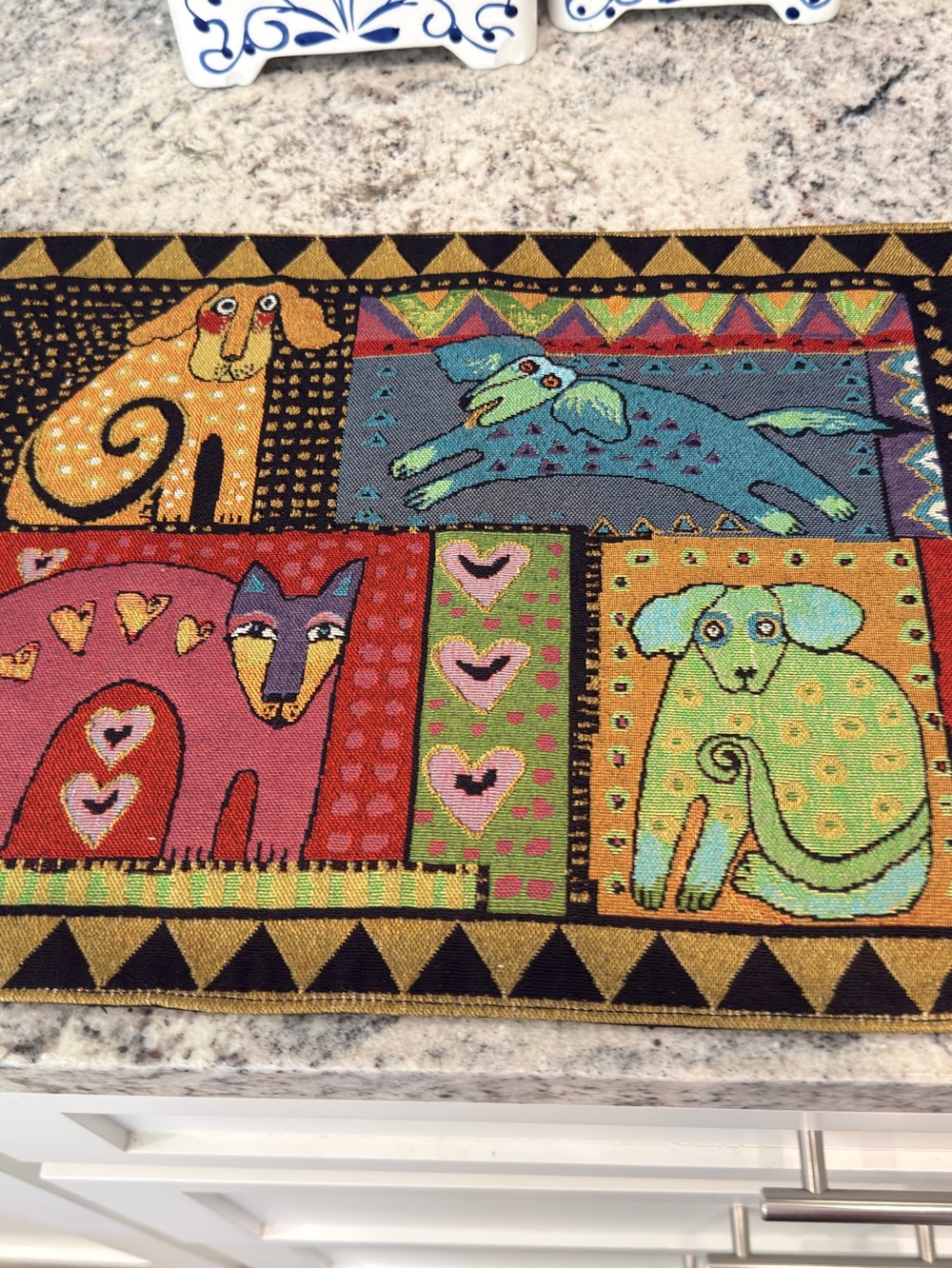 Laurel Burch Lot of 2 18 X13 Tapestry Table Placemats Polyester Cotton Animals